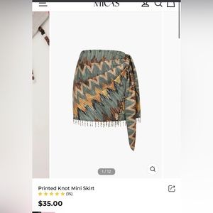 MICAS printed side, not mini skirt with bead fringe